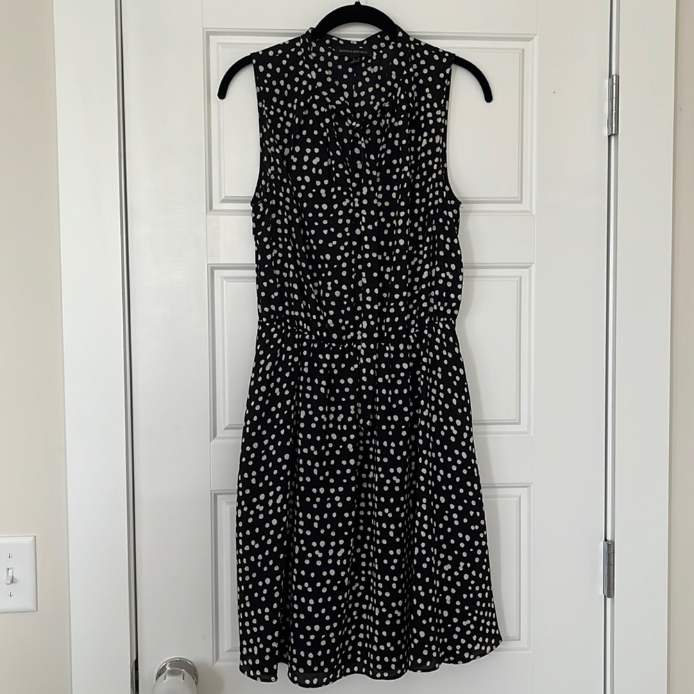 Banana Republic Midi Dress in black and white polkdots